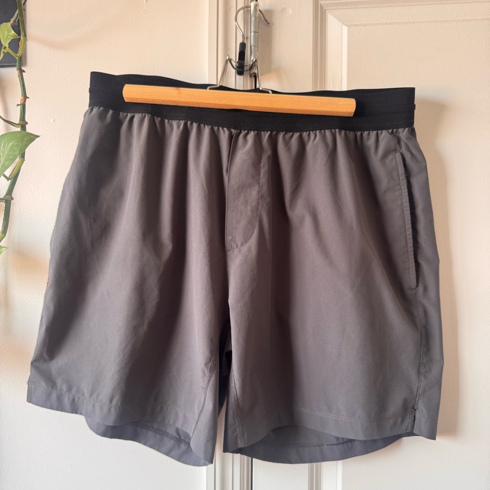 RHONE Gray Athletic Shorts with Black Waistband
